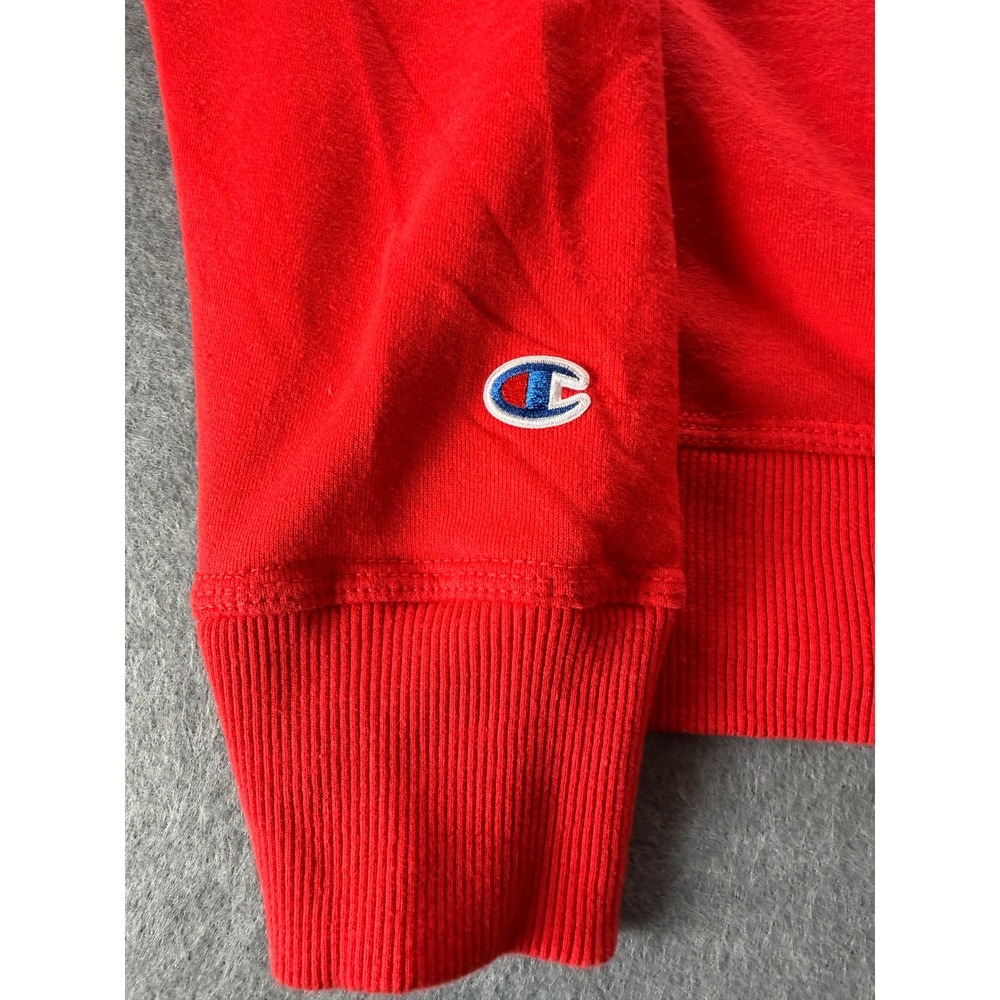 Cozy Everyday Athleisure Champion Hoodie Mens Lg Red Sweatshirt Embroidered Logo - Picture 5 of 6